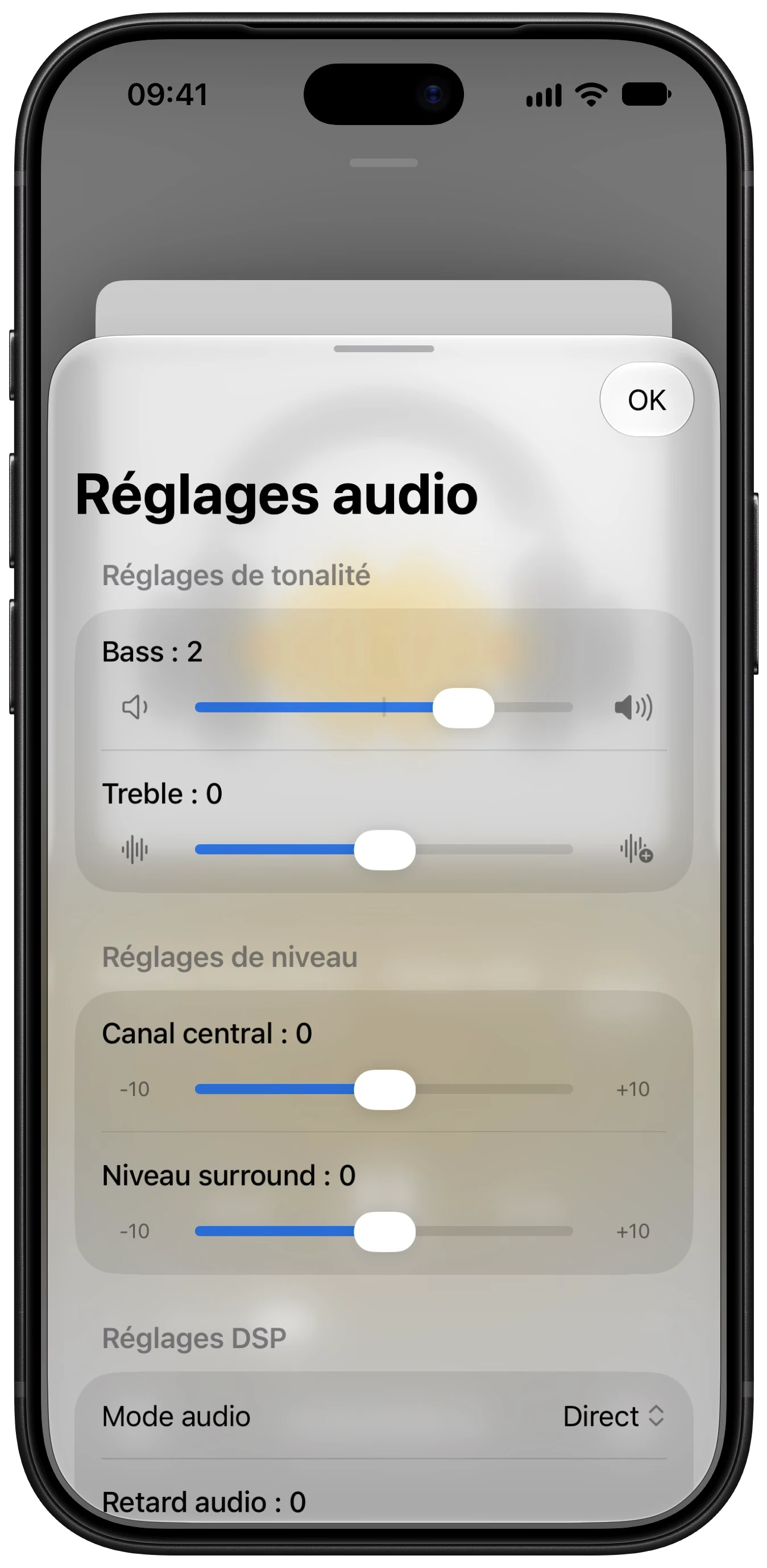 Écran Réglages audio de Better ST